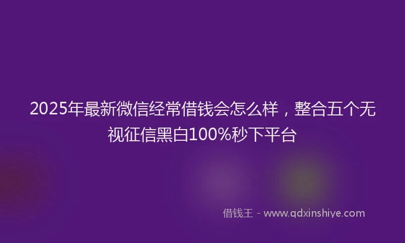 2025年最新微信经常借钱会怎么样，整合五个无视征信黑白100%秒下平台