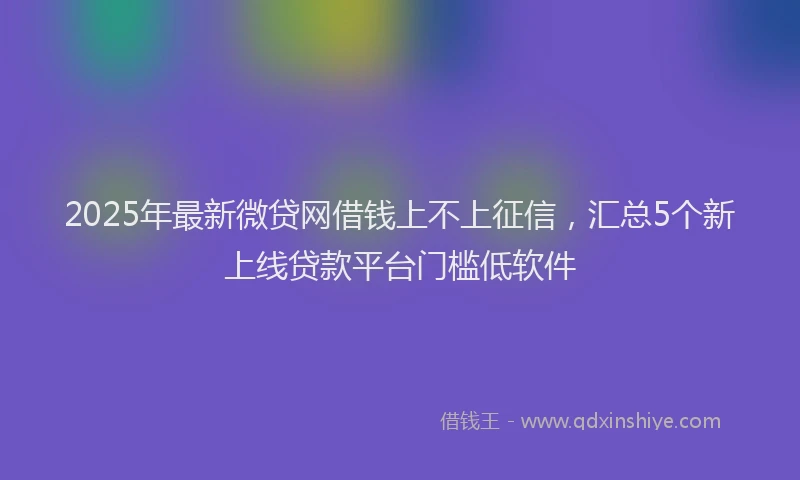 2025年最新微贷网借钱上不上征信，汇总5个新上线贷款平台门槛低软件