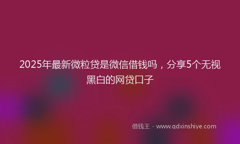 2025年最新微粒贷是微信借钱吗，分享5个无视黑白的网贷口子