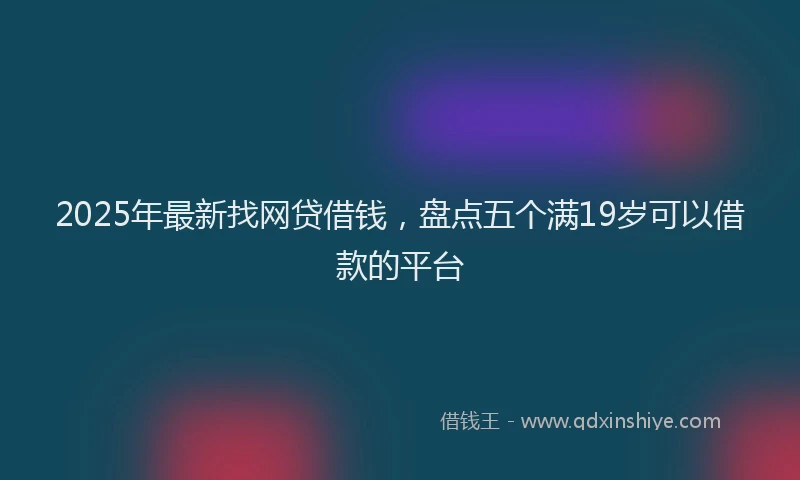 2025年最新找网贷借钱，盘点五个满19岁可以借款的平台