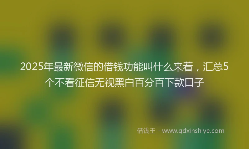 2025年最新微信的借钱功能叫什么来着，汇总5个不看征信无视黑白百分百下款口子