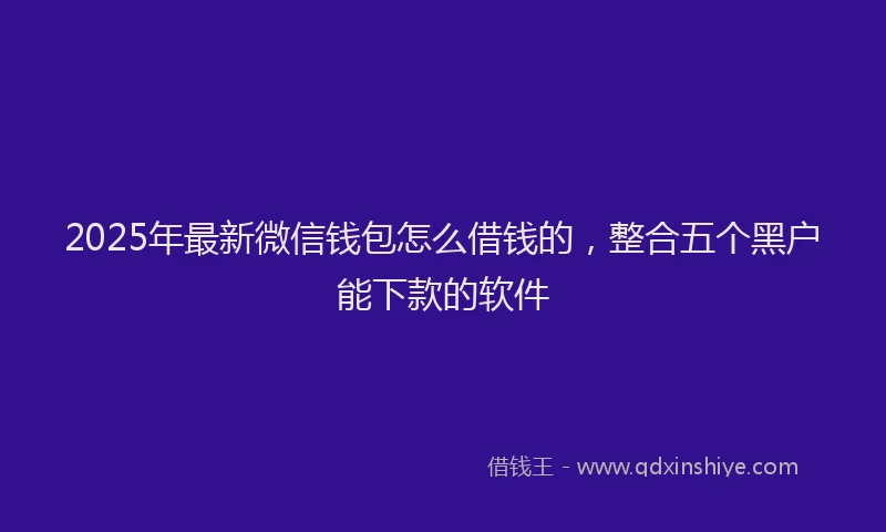 2025年最新微信钱包怎么借钱的，整合五个黑户能下款的软件