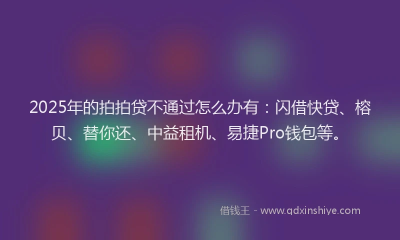 2025年的拍拍贷不通过怎么办有：闪借快贷、榕贝、替你还、中益租机、易捷Pro钱包等。