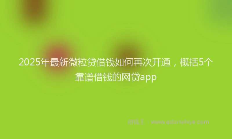 2025年最新微粒贷借钱如何再次开通，概括5个靠谱借钱的网贷app