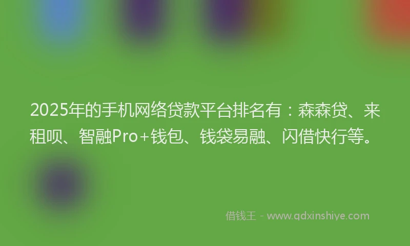 2025年的手机网络贷款平台排名有：森森贷、来租呗、智融Pro+钱包、钱袋易融、闪借快行等。