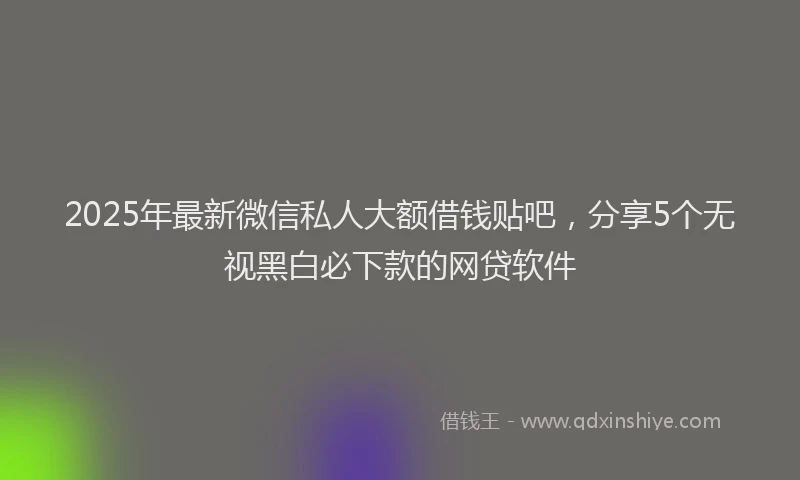 2025年最新微信私人大额借钱贴吧，分享5个无视黑白必下款的网贷软件