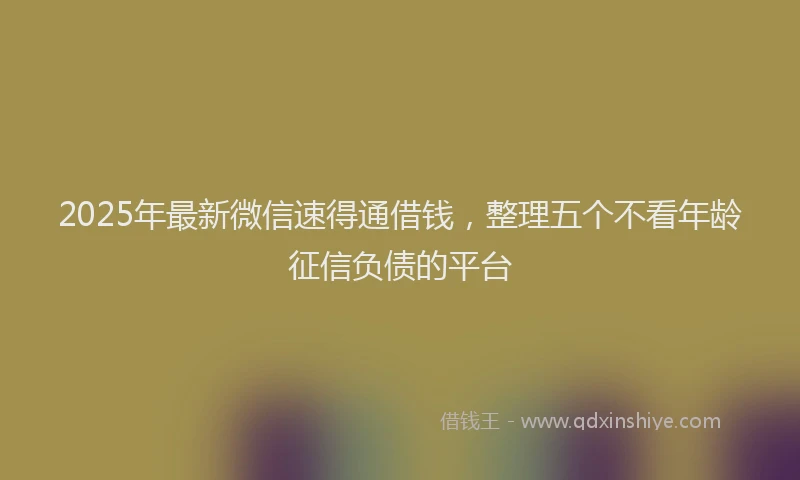 2025年最新微信速得通借钱，整理五个不看年龄征信负债的平台