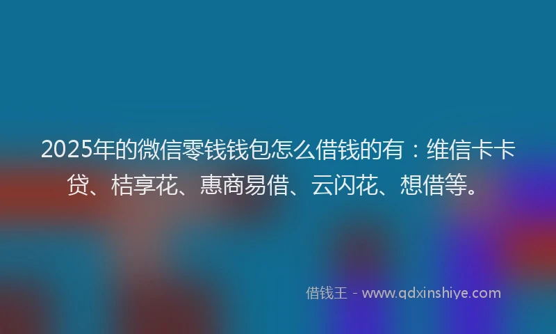 2025年的微信零钱钱包怎么借钱的有：维信卡卡贷、桔享花、惠商易借、云闪花、想借等。