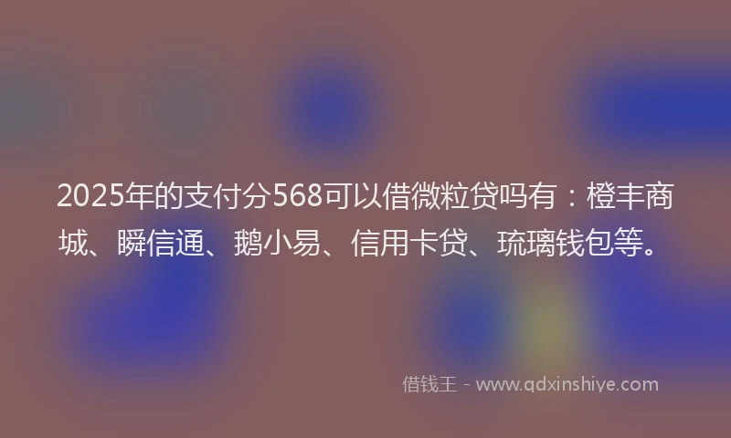 2025年的支付分568可以借微粒贷吗有：橙丰商城、瞬信通、鹅小易、信用卡贷、琉璃钱包等。