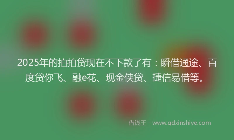 2025年的拍拍贷现在不下款了有：瞬借通途、百度贷你飞、融e花、现金侠贷、捷信易借等。