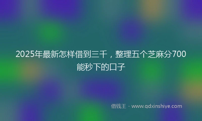 2025年最新怎样借到三千，整理五个芝麻分700能秒下的口子