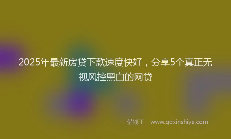 2025年最新房贷下款速度快好，分享5个真正无视风控黑白的网贷