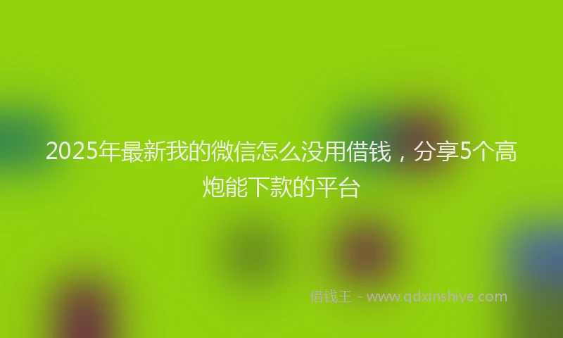 2025年最新我的微信怎么没用借钱，分享5个高炮能下款的平台