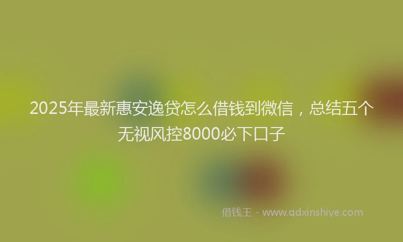 2025年最新惠安逸贷怎么借钱到微信，总结五个无视风控8000必下口子