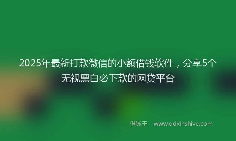 2025年最新打款微信的小额借钱软件，分享5个无视黑白必下款的网贷平台