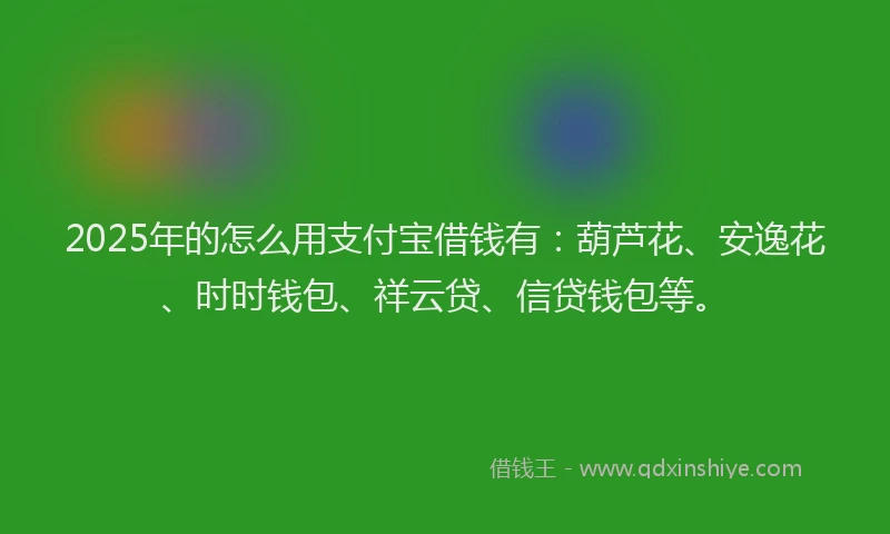 2025年的怎么用支付宝借钱有：葫芦花、安逸花、时时钱包、祥云贷、信贷钱包等。