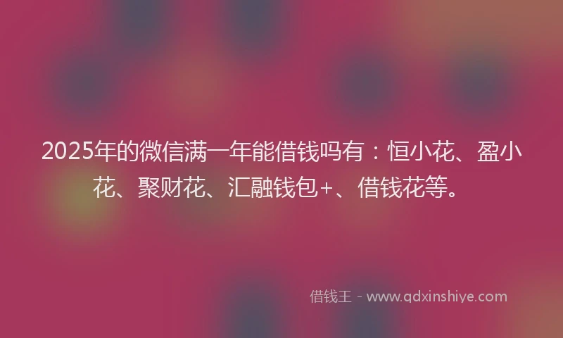 2025年的微信满一年能借钱吗有：恒小花、盈小花、聚财花、汇融钱包+、借钱花等。