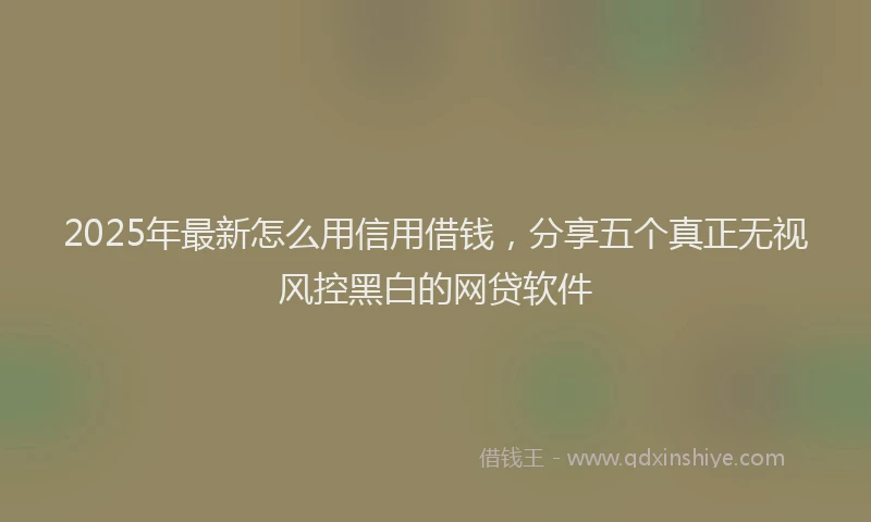 2025年最新怎么用信用借钱，分享五个真正无视风控黑白的网贷软件