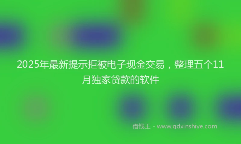 2025年最新提示拒被电子现金交易，整理五个11月独家贷款的软件