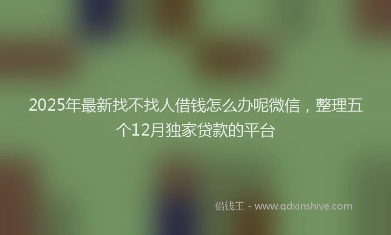 2025年最新找不找人借钱怎么办呢微信，整理五个12月独家贷款的平台