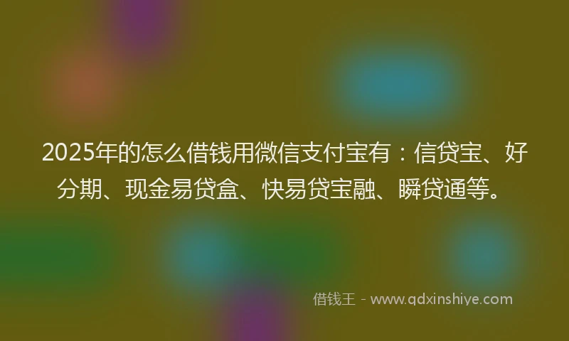 2025年的怎么借钱用微信支付宝有：信贷宝、好分期、现金易贷盒、快易贷宝融、瞬贷通等。