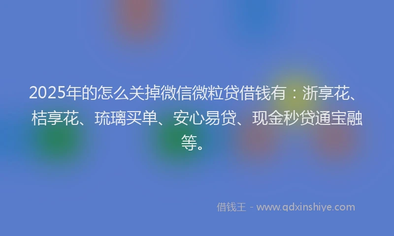 2025年的怎么关掉微信微粒贷借钱有：浙享花、桔享花、琉璃买单、安心易贷、现金秒贷通宝融等。