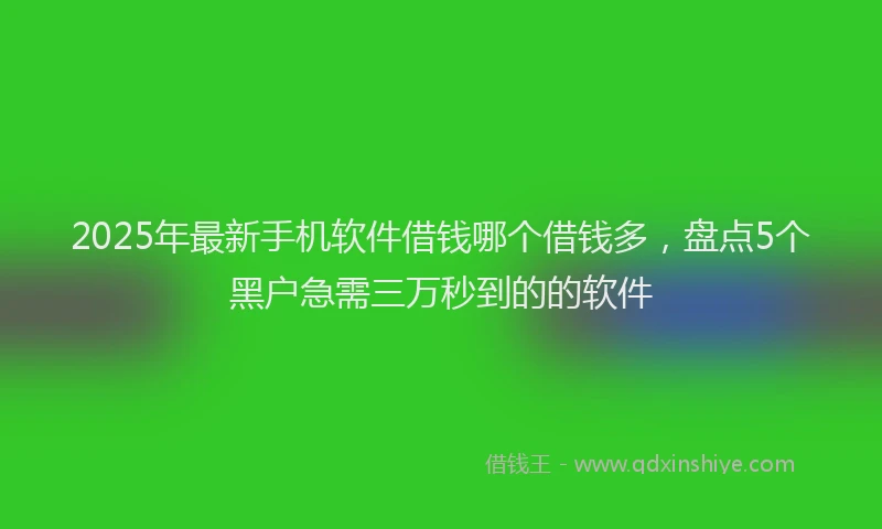 2025年最新手机软件借钱哪个借钱多，盘点5个黑户急需三万秒到的的软件