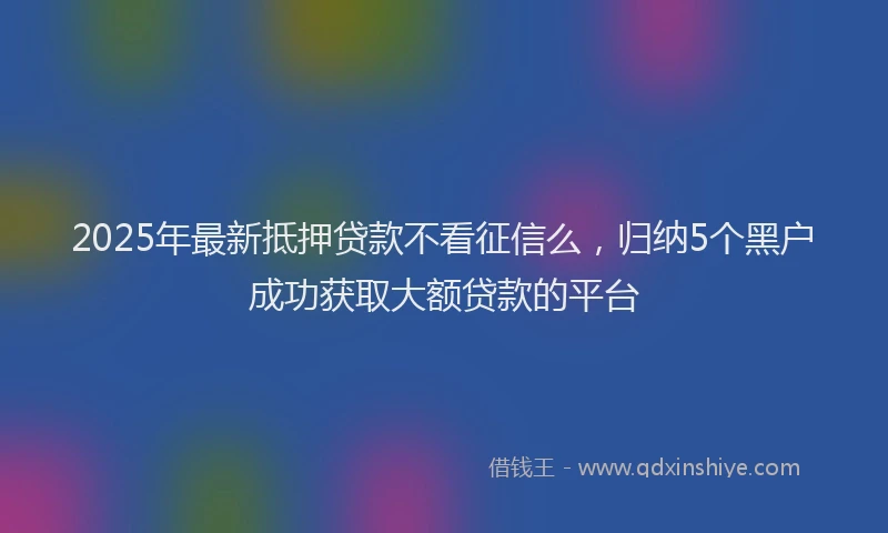 2025年最新抵押贷款不看征信么，归纳5个黑户成功获取大额贷款的平台