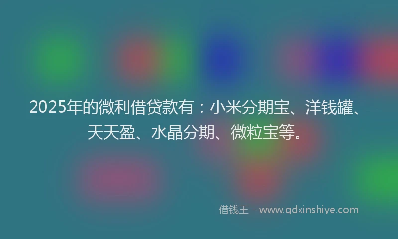 2025年的微利借贷款有：小米分期宝、洋钱罐、天天盈、水晶分期、微粒宝等。