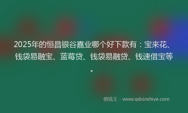 2025年的恒昌银谷嘉业哪个好下款有：宝来花、钱袋易融宝、蓝莓贷、钱袋易融贷、钱速借宝等。