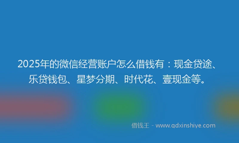 2025年的微信经营账户怎么借钱有：现金贷途、乐贷钱包、星梦分期、时代花、壹现金等。