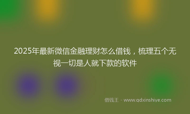 2025年最新微信金融理财怎么借钱，梳理五个无视一切是人就下款的软件