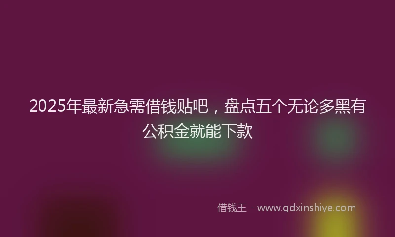 2025年最新急需借钱贴吧，盘点五个无论多黑有公积金就能下款