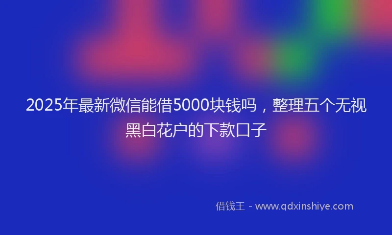 2025年最新微信能借5000块钱吗，整理五个无视黑白花户的下款口子