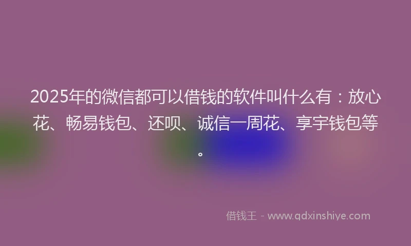 2025年的微信都可以借钱的软件叫什么有：放心花、畅易钱包、还呗、诚信一周花、享宇钱包等。