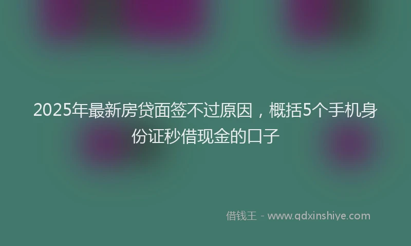 2025年最新房贷面签不过原因，概括5个手机身份证秒借现金的口子