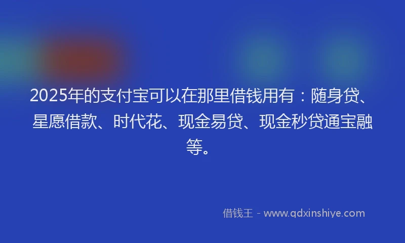 2025年的支付宝可以在那里借钱用有：随身贷、星愿借款、时代花、现金易贷、现金秒贷通宝融等。