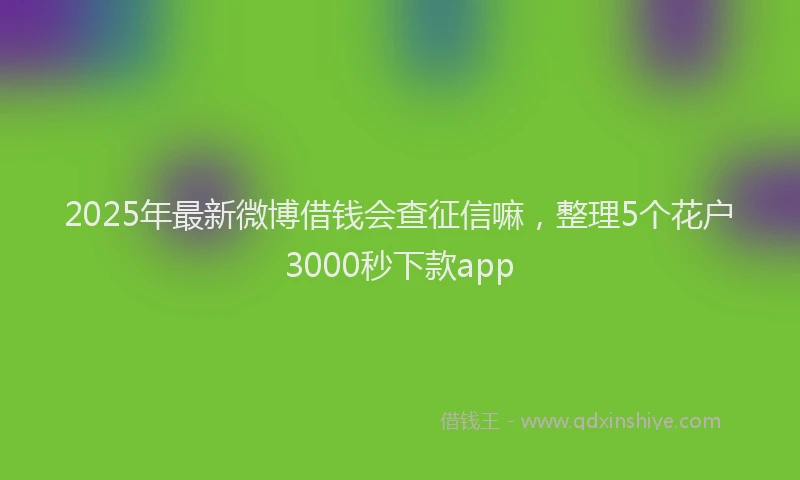 2025年最新微博借钱会查征信嘛，整理5个花户3000秒下款app