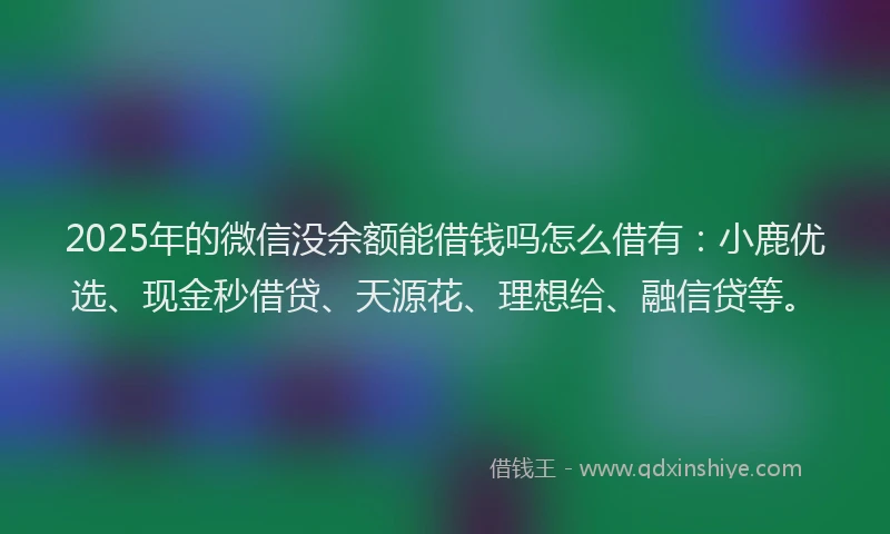 2025年的微信没余额能借钱吗怎么借有：小鹿优选、现金秒借贷、天源花、理想给、融信贷等。