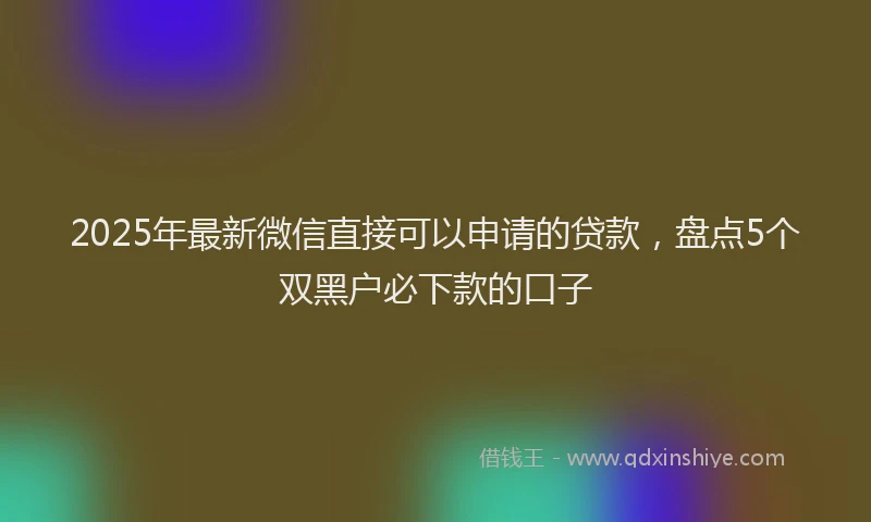 2025年最新微信直接可以申请的贷款，盘点5个双黑户必下款的口子