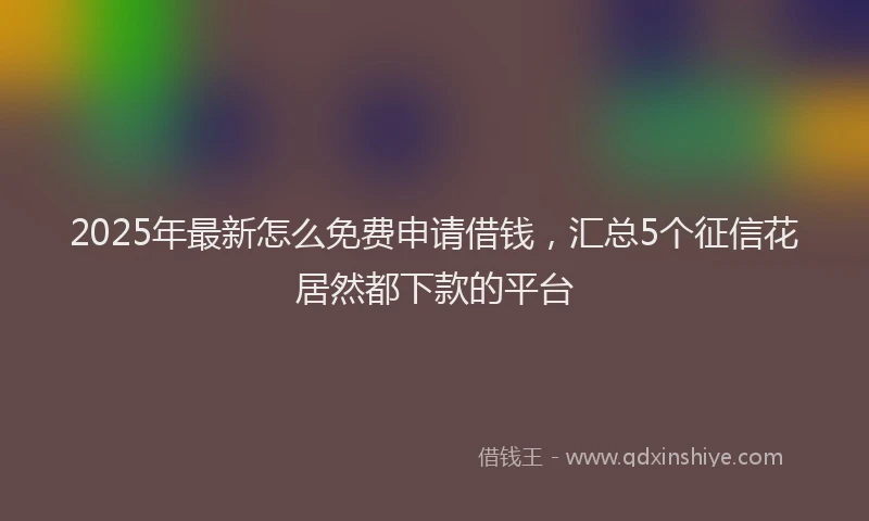 2025年最新怎么免费申请借钱，汇总5个征信花居然都下款的平台