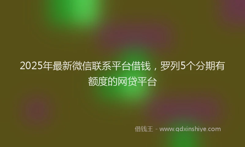2025年最新微信联系平台借钱，罗列5个分期有额度的网贷平台