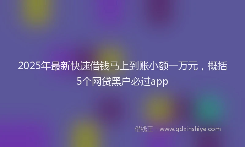 2025年最新快速借钱马上到账小额一万元，概括5个网贷黑户必过app