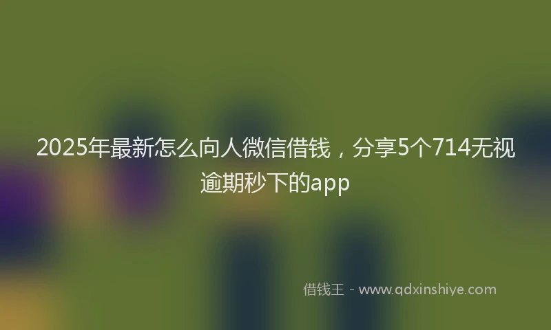 2025年最新怎么向人微信借钱，分享5个714无视逾期秒下的app