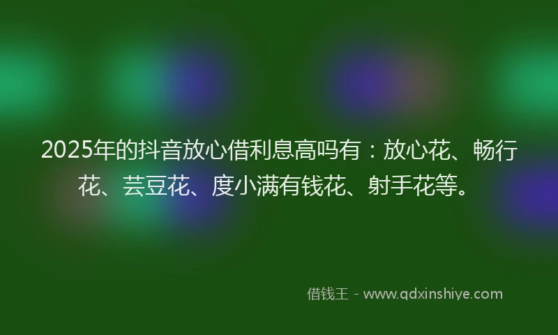2025年的抖音放心借利息高吗有：放心花、畅行花、芸豆花、度小满有钱花、射手花等。