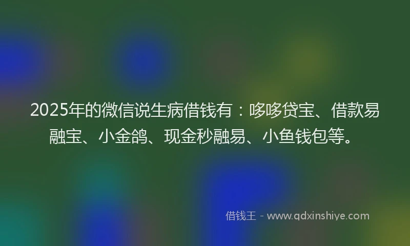 2025年的微信说生病借钱有：哆哆贷宝、借款易融宝、小金鸽、现金秒融易、小鱼钱包等。