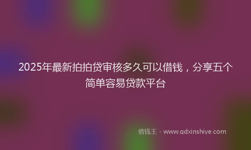 2025年最新拍拍贷审核多久可以借钱，分享五个简单容易贷款平台