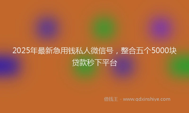 2025年最新急用钱私人微信号，整合五个5000块贷款秒下平台