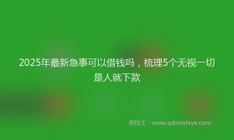 2025年最新急事可以借钱吗，梳理5个无视一切是人就下款