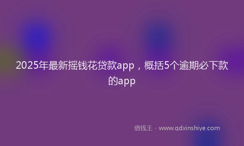 2025年最新摇钱花贷款app，概括5个逾期必下款的app